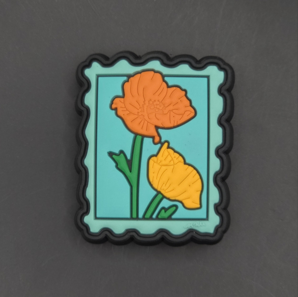(5/$15) California Poppy Flower Croc Charm - Picture 1 of 2
